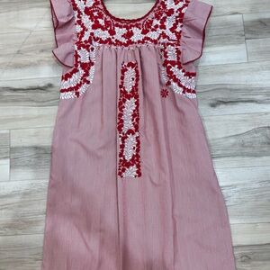 Chic Ruffled Mini Dress with Embroidery